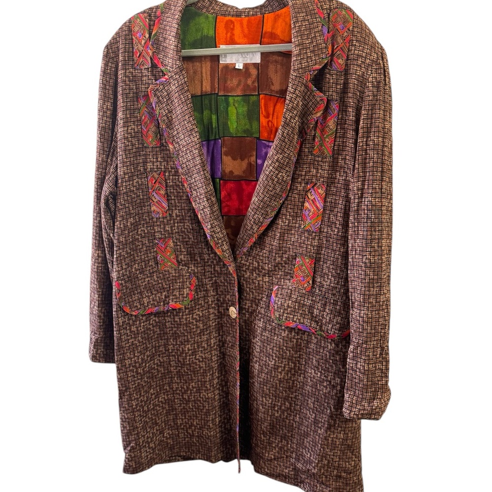 Abs Platinum Brown and Orange Blazer with Classic Cut and Vibrant Lining